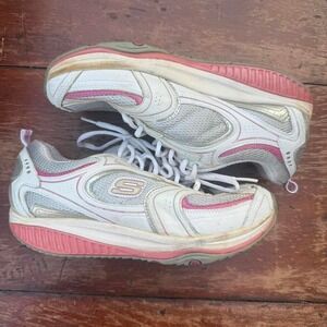Skechers Y2k Shape Ups Womens 8.5 Pink White Lace Walking Sneakers Athletic